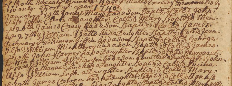 2ndMargaretBaptized1740